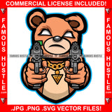 Gangster Teddy Bear Drug Dealer Plug Mean Face White Eyes Pistol Guns Gold Necklace Hip Hop Rap Rapper Plug Trap Street Hood Ghetto Swag Thug Hustler Hustling Famous Hustle Baller Art Graphic Design Logo T-Shirt Print Printing JPG PNG SVG Vector Cut File
