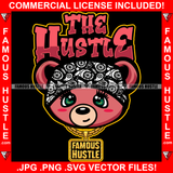 The Hustle Cute Female Teddy Bear Gold Jewelry Tattoo Hip Hop Rap Hustler Plug Trap Woman Hood Lady Rapper Girl Dope Baller Trapper Hustling Flex Dripping Famous Hustle Quote Art Graphic Design Logo T-Shirt Print Printing JPG PNG SVG Vector Cut File