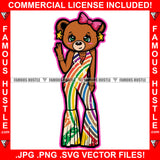 Confident Women Don't Hate Gangster Female Teddy Bear Gold Star Earrings Jewelry Pink Bow Hip Hop Rap Plug Trap Street Hood Ghetto Swag Thug Hustler Hustling Famous Hustle Art Graphic Design Logo T-Shirt Print Printing JPG PNG SVG Vector Cut File