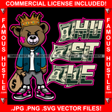 Hustle Gangster King Teddy Bear Gold Jewelry Sharp Teeth Scar Face Bandage Cash Money Bags Dollars Bill Hop Rap Hustler Boss Drip Trap Hood Thug Gang Street Mafia Mob Rich Quote Art Graphic Design Logo T-Shirt Print Printing JPG PNG SVG Vector Cut File