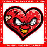 Gangster Red Heart Gold Teeth Cartoon Character Mean Angry Scar Face Bandage No Eyes Tattoo Hip Hop Rap Trap Street Thug Flex Drip Boss Famous Hustle Demon Rapper Dope Baller Trapper Hustling Art Graphic Design Print Printing Vector SVG Cut File