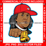 Bang Dripping Gangster President Ben Franklin Face Red Cap Gold Gun Tattoo Hip Hop Rap Plug Trap Street Hood Ghetto Thug Hustler Drip Savage Famous Hustle Badass Art Graphic Design Print Printing Vector SVG Cut File