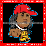 Bang Dripping Gangster President Ben Franklin Face Red Cap Gold Gun Tattoo Hip Hop Rap Plug Trap Street Hood Ghetto Thug Hustler Drip Savage Famous Hustle Badass Art Graphic Design Print Printing Vector SVG Cut File