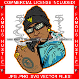 Savage Dripping Gangster Black Man Cap 100 Dollar Glasses Gold Jewelry Smoke Gun Tattoo Hip Hop Rap Plug Trap Street Hood Ghetto Thug Hustler Drip Dripping Savage Famous Hustle Badass Art Graphic Design Print Printing Vector SVG Cut File