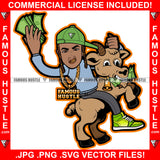 Hustle Goat Gangster Man Riding GOAT Cap Dread Locks Cash Money Gold Jewelry Teeth Sneakers Hip Hop Rap Rapper Street Hood Ghetto Thug Boss Hustler Savage Famous Hustle Art Graphic Design Logo T-Shirt Print Printing JPG PNG SVG Vector Cut File