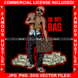 In My Bag Bald Gangster Man Sunglasses Body Tattoo Cash Money Stacks Sneakers Gold Jewelry Rap Plug Trap Street Hood Ghetto Thug Drip Savage Famous Hustle Quote Art Graphic Design Print Printing Vector SVG Cut File