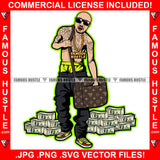 In My Bag Bald Gangster Man Sunglasses Body Tattoo Cash Money Stacks Sneakers Gold Jewelry Rap Plug Trap Street Hood Ghetto Thug Drip Savage Famous Hustle Art Graphic Design Print Printing Vector SVG Cut File