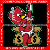 Sauced Up Red Teddy Bear Tongue Out Cigar Smoke Cash Money Bags Gold Jewelry Purple Liquid Rap Plug Trap Street Hood Ghetto Thug Drip Savage Famous Hustle Art Graphic Design Print Printing Vector SVG Cut File