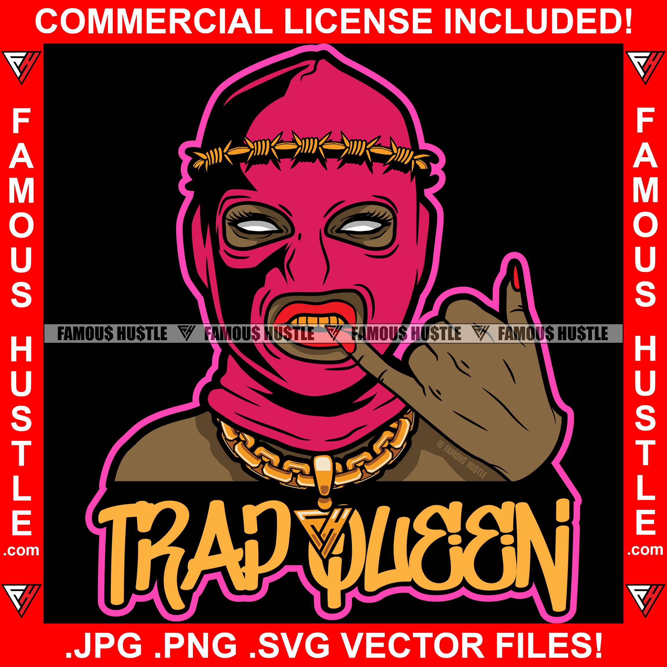 Trap Queen Sexy Gangster Woman Pink Ski Mask Female Gold Teeth Jewelry –  famoushustle