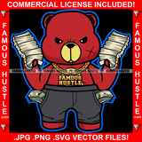 Stacks On Deck Male Gangster Red Teddy Bear Gold Chain Necklace Scar Face Angry Face Cash Money Bundles Hip Hop Plug Trap Ghetto Swag Thug Hustling Famous Hustle Trapper Art Graphic Design Logo T-Shirt Print Printing JPG PNG SVG Vector Cut File