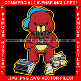 Tons Of Gunz Male Gangster Red Teddy Bear Gold Chain Necklace Pistol Guns Scar Face Cash Money Bundles Bullets Box Swag Thug Hustling Famous Hustle Baller Trapper Art Graphic Design Logo T-Shirt Print Printing JPG PNG SVG Vector Cut File