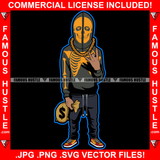 Streetz On Lock Gangster Hustle Man Gangster Hustle Man Mask Face Cover Skeleton Print Gold Jewelry Cash Money Bag Sneakers Hip Hop Rap Trap Street Gang Member Famous Hustle Art Graphic Design Logo T-Shirt Print Printing JPG PNG SVG Vector Cut File