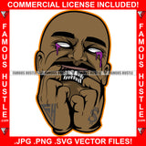 Savage Gangster Bald Man Black Tattoo Purple Dripping Diamond Teeth Showing White Eyes Hip Hop Rap Plug Trap Street Hood Thug Hustler Hustling Famous Hustle Baller Trapper Art Graphic Design Logo T-Shirt Print Printing JPG PNG SVG Vector Cut File