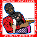 Ride Or Die Gangster Couple Ski Mask Holding Gold Teeth Guns Ryde Relationship Love Tattoo Hip Hop Rap Rapper Trap Street Hood Ghetto Swag Thug Hustler Hustling Famous Hustle Art Graphic Design Logo T-Shirt Print Printing JPG PNG SVG Vector Cut File