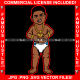 Runnin' The Streets Gangster Baby Boy In Diaper Mean Face Chain Tattoo Hip Hop Rap Hustler Boss Drip Trap Hood Thug Street Mafia Mob Famous Hustle Rich Art Graphic Design Logo Print Printing Vector SVG Cut File