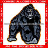 Trap Gorilla Gangster Ape Mean Face Hip Hop Rap Rapper Plug Trap Street Hood Ghetto Thug Savage Famous Hustle Hustler Thug Gang Art Graphic Design Logo T-Shirt Print Printing JPG PNG SVG Vector Cut File