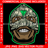 Savage Ski Mask Made Of Cash Money Face Showing Teeth Hip Hop Rap Rapper Plug Trap Street Hood Ghetto Swag Thug Hustler Hustling Famous Hustle Baller Trapper Art Graphic Design Logo T-Shirt Print Printing JPG PNG SVG Vector Cut File