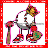 King Gangster Ball Cash Money Bag Sneakers Baseball Bat  Hip Hop Rap Rapper Plug Trap Street Hood Ghetto Swag Thug Hustler Hustling Famous Hustle Baller Trapper Art Graphic Design Logo T-Shirt Print Printing JPG PNG SVG Vector Cut File