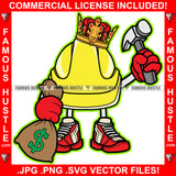 Famous Hustle Gangster King Work Helment Holding Hammer Cash Money Bag Sneakers Hip Hop Rap Rapper Trap Street Hood Swag Thug Boss Grind Hustler Hustling Drip Dripping Savage Drug Dealer Art Graphic Design Print Printing Vector SVG Cut File