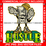 Hustle Gangster 100 Dollar Bill Money Bundle Cash In Hands Cap Sneakers Hip Hop Rap Rapper Plug Trap Street Hood Ghetto Swag Thug Hustler Hustling Famous Baller Trapper Quote Art Graphic Design Logo T-Shirt Print Printing JPG PNG SVG Vector Cut File