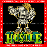 Hustle Gangster 100 Dollar Bill Money Bundle Cash In Hands Cap Sneakers Hip Hop Rap Rapper Plug Trap Street Hood Ghetto Swag Thug Hustler Hustling Famous Baller Trapper Quote Art Graphic Design Logo T-Shirt Print Printing JPG PNG SVG Vector Cut File