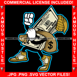 Money Bags Gangster 100 Dollar Bill Money Cash Bag Cap Sneakers Hip Hop Rap Rapper Plug Trap Street Hood Ghetto Swag Thug Hustler Hustling Famous Hustle Baller Trapper Art Graphic Design Logo T-Shirt Print Printing JPG PNG SVG Vector Cut File