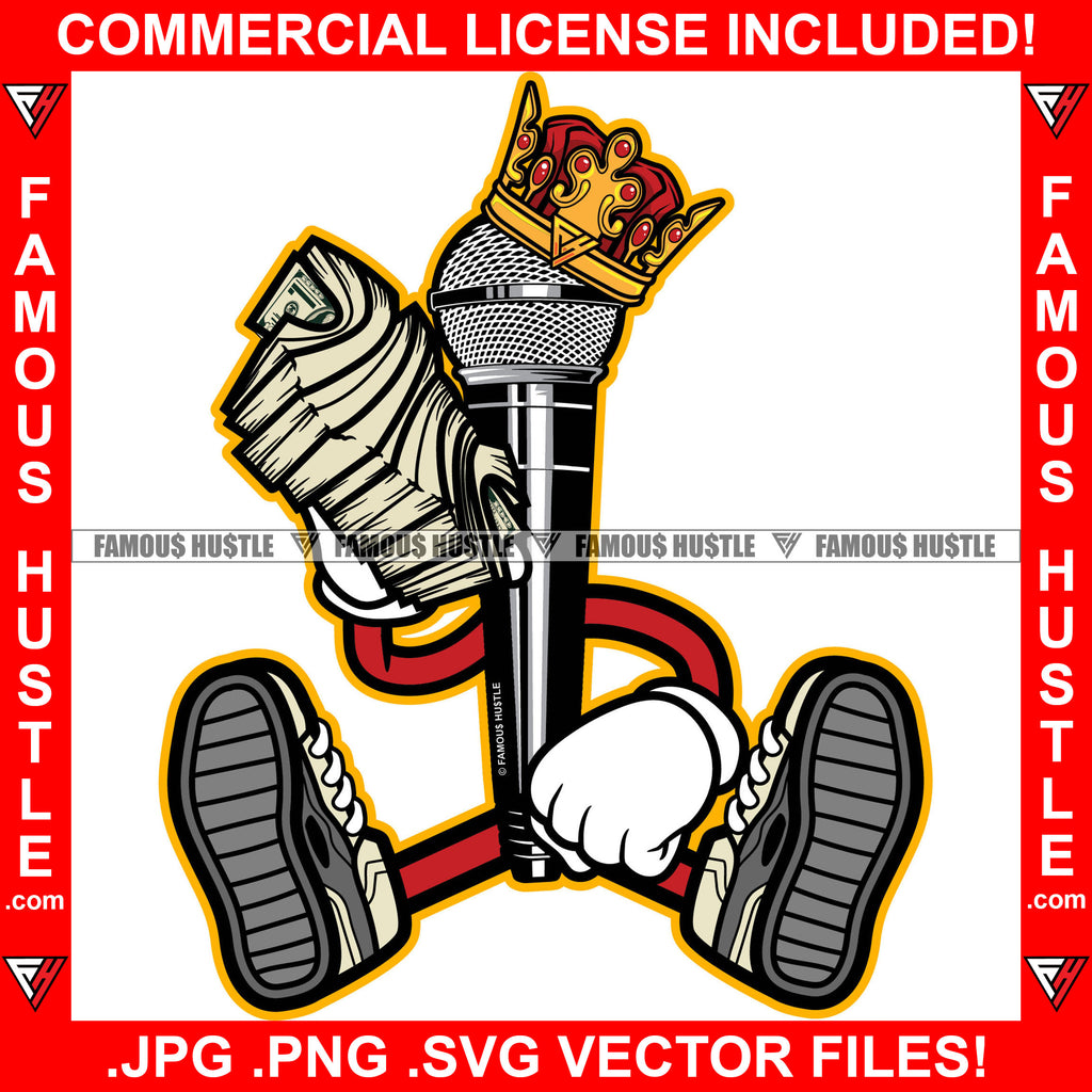 Famous Hustle King Mic Money Bundle Cash In Hand Sneakers Hip Hop Rap ...