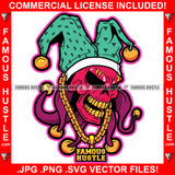 Trap Joker Gangster Joker Scary Skull Face Gold Teeth Necklace Hip Hop Rap Rapper Plug Trap Street Hood Ghetto Swag Thug Hustler Hustling Famous Hustle Baller Trapper Art Graphic Design Logo T-Shirt Print Printing JPG PNG SVG Vector Cut File