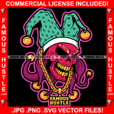 Trap Joker Gangster Joker Scary Skull Face Gold Teeth Necklace Hip Hop Rap Rapper Plug Trap Street Hood Ghetto Swag Thug Hustler Hustling Famous Hustle Baller Trapper Art Graphic Design Logo T-Shirt Print Printing JPG PNG SVG Vector Cut File