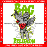 Bag Religion Gangster Baby Statue Angel Wings Cash Money Bags Face Bandanna Machine Gun Hip Hop Rap Rapper Plug Trap Street Hood Ghetto Thug Boss Drip Quote Art Graphic Design Logo T-Shirt Print Printing JPG PNG SVG Vector Cut File