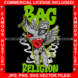 Bag Religion Gangster Baby Statue Angel Wings Cash Money Bags Face Bandanna Machine Gun Hip Hop Rap Rapper Plug Trap Street Hood Ghetto Thug Boss Drip Quote Art Graphic Design Logo T-Shirt Print Printing JPG PNG SVG Vector Cut File