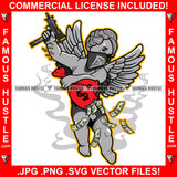 Bag Religion Gangster Baby Statue Angel Wings Cash Money Bags Face Bandanna Machine Gun Hip Hop Rap Rapper Plug Trap Street Hood Ghetto Thug Boss Drip Art Graphic Design Logo T-Shirt Print Printing JPG PNG SVG Vector Cut File