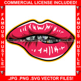 Talk Money Sexy Gangster Female Lips Teeth Hip Hop Rap Rapper Plug Trap Street Hood Ghetto Swag Thug Hustler Hustling Famous Hustle Baller Trapper Art Graphic Design Logo T-Shirt Print Printing JPG PNG SVG Vector Cut File