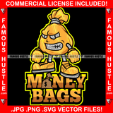 Money Bags Gold Diamond Cash Cartoon Character Mean Angry Face Dollar Sign Eyes Tattoo Rapper Plug Trap Street Hood Ghetto Swag Thug Hustler Hustling Flex Drip Famous Quote Art Graphic Design Logo T-Shirt Print Printing JPG PNG SVG Vector Cut File