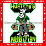 Hustler's Ambition Goat Gangster G.O.A.T. Greatest Cartoon Character Sneakers Angry Face Cash Money Bags Gold Jewelry Hip Hop Rap Drip Trap Hood Thug Gang Street Ghetto Quote Art Graphic Design Logo T-Shirt Print Printing JPG PNG SVG Vector Cut File