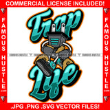 Trap Life Electrical Plug Socket Cartoon Character Sneakers Holding Cash Money Bags Both Hands Hip Hop Rap Hustler Drip Trap Hood Thug Gang Street Ghetto Quote Art Graphic Design Logo T-Shirt Print Printing JPG PNG SVG Vector Cut File