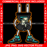 Plug Talk Electrical Socket Cartoon Character Gold Necklace Cash Money Sneakers Hip Hop Rap Plug Trap Street Hood Ghetto Swag Thug Hustling Famous Hustle Baller Trapper Art Graphic Design Logo T-Shirt Print Printing JPG PNG SVG Vector Cut File