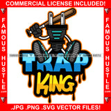 Trap King Dripping Drip Electrical Plug Socket Cartoon Character Sneakers Holding Baseball Bat Hip Hop Rap Hustler Drip Trap Hood Thug Gang Street Ghetto Quote Art Graphic Design Logo T-Shirt Print Printing JPG PNG SVG Vector Cut File