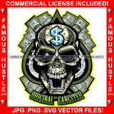 Original Gangster Skull Head Face Diamond Dollar Sign Diamonds Teeth Eye Cash Money Hip Hop Rap Rapper Plug Trap Street Hood Ghetto Swag Thug Hustler Hustling Famous Hustle Quote Art Graphic Design Logo T-Shirt Print Printing JPG PNG SVG Vector Cut File