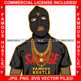 Savage Gangster Wearing Ski Mask Gang Member Gold Necklace Chains Showing Gold Teeth Grill Hip Hop Rap Rapper Plug Trap Street Hood Ghetto Thug Hustler Hustling Famous Hustle Rich Art Graphic Design Logo T-Shirt Print Printing JPG PNG SVG Vector Cut File