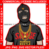 Gangster Hustle White Man Ski Mask Gold Jewelry Necklace Face Mask Hip Hop Rap Rapper Plug Trap Street Hood Ghetto Swag Thug Hustler Hustling Drip Famous Hustle Art Graphic Design Logo T-Shirt Print Printing JPG PNG SVG Vector Cut File