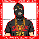 Gangster Hustle Black Man Ski Mask Gold Teeth Jewelry Necklace Face Mask White Eyes Hip Hop Plug Trap Street Hood Ghetto Swag Thug Hustler Hustling Drip Famous Hustle Art Graphic Design Logo T-Shirt Print Printing JPG PNG SVG Vector Cut File