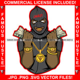 The Weak Get Eaten Gangster Black Man Ski Mask Two Cash Money Stacks Male Robber White Eyes Face Mask Gold Teeth Jewelry Hip Hop Rap Plug Street Gang Famous Hustle Art Graphic Design Logo T-Shirt Print Printing JPG PNG SVG Vector Cut File