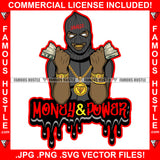 Money & Power Black Man Ski Mask Two Cash Money Stacks Male Robber White Eyes Face Mask Gold Teeth Jewelry Hip Hop Rap Plug Street Gang Famous Hustle Quote Art Graphic Design Logo T-Shirt Print Printing JPG PNG SVG Vector Cut File