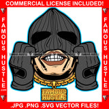 Gangster White Man Wearing Black Ski Mask No Eyes Teeth Gold Necklace Hip Hop Rap Rapper Plug Trap Street Hood Ghetto Swag Thug Hustler Hustling Famous Hustle Baller Trapper Art Graphic Design Logo T-Shirt Print Printing JPG PNG SVG Vector Cut File