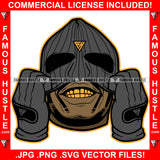 Gangster Man Wearing Black Ski Mask No Eyes Gold Teeth Hip Hop Rap Rapper Plug Trap Street Hood Ghetto Swag Thug Hustler Hustling Famous Hustle Baller Trapper Art Graphic Design Logo T-Shirt Print Printing JPG PNG SVG Vector Cut File