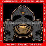 Gangster Man Wearing Black Ski Mask No Eyes Gold Teeth Hip Hop Rap Rapper Plug Trap Street Hood Ghetto Swag Thug Hustler Hustling Famous Hustle Baller Trapper Art Graphic Design Logo T-Shirt Print Printing JPG PNG SVG Vector Cut File