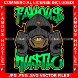 Famous Hustle Gangster Man Wearing Black Ski Mask No Eyes Gold Teeth Hip Hop Rap Rapper Plug Trap Street Hood Ghetto Swag Thug Hustler Hustling Baller Trapper Quote Art Graphic Design Logo T-Shirt Print Printing JPG PNG SVG Vector Cut File