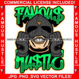 Famous Hustle Gangster Man Wearing Black Ski Mask No Eyes Hip Hop Rap Rapper Plug Trap Street Hood Ghetto Swag Thug Hustler Hustling Baller Trapper Quote Art Graphic Design Logo T-Shirt Print Printing JPG PNG SVG Vector Cut File