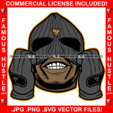 Famous Hustle Gangster Man Wearing Black Ski Mask No Eyes Hip Hop Rap Rapper Plug Trap Street Hood Ghetto Swag Thug Hustler Hustling Baller Trapper Art Graphic Design Logo T-Shirt Print Printing JPG PNG SVG Vector Cut File